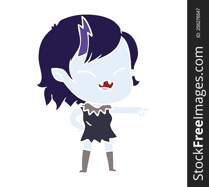 Flat Color Style Cartoon Vampire Girl Pointing And Laughing