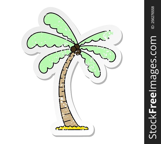distressed sticker of a quirky hand drawn cartoon palm tree