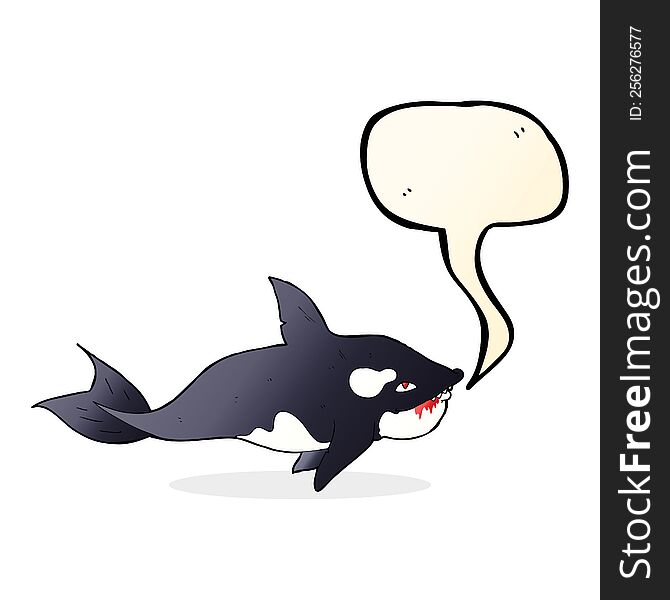 cartoon killer whale with speech bubble