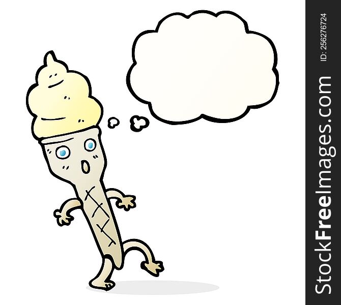 Cartoon Ice Cream With Thought Bubble