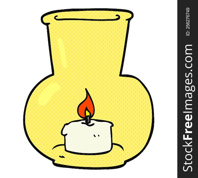 Cartoon Old Glass Lantern With Candle