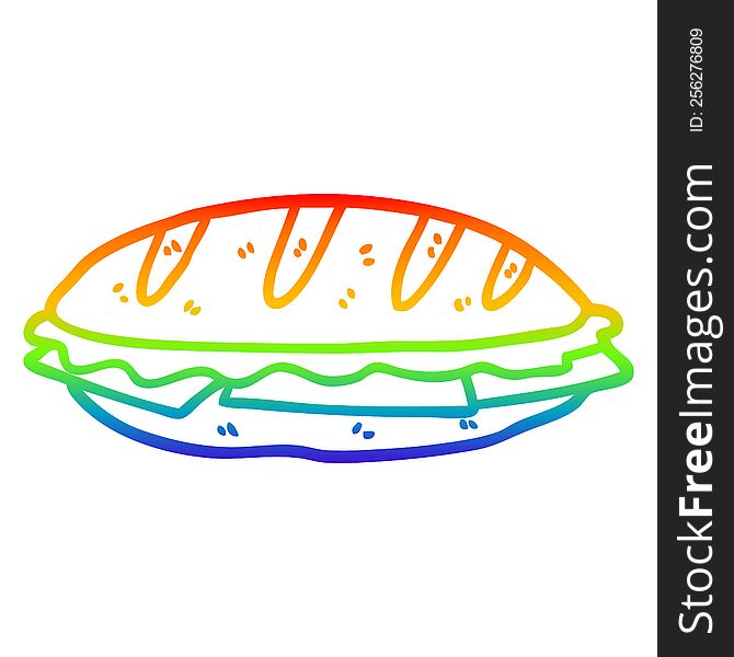 Rainbow Gradient Line Drawing Cheese Sandwich