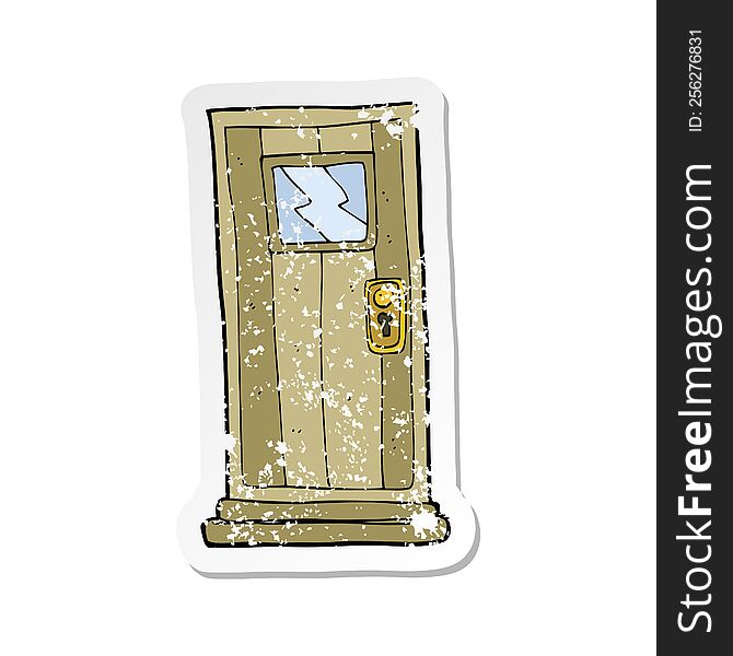 Retro Distressed Sticker Of A Cartoon Door