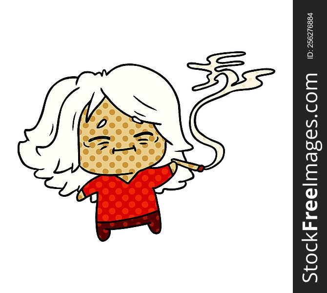 cartoon of cute kawaii old woman