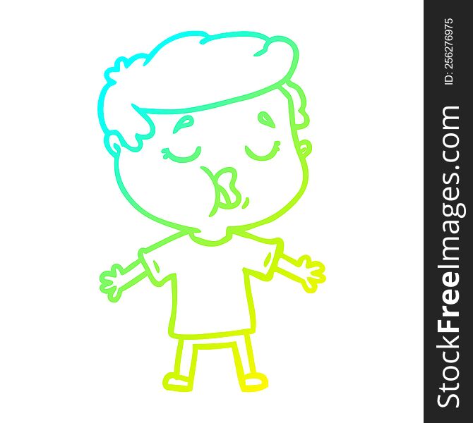 cold gradient line drawing of a cartoon man talking