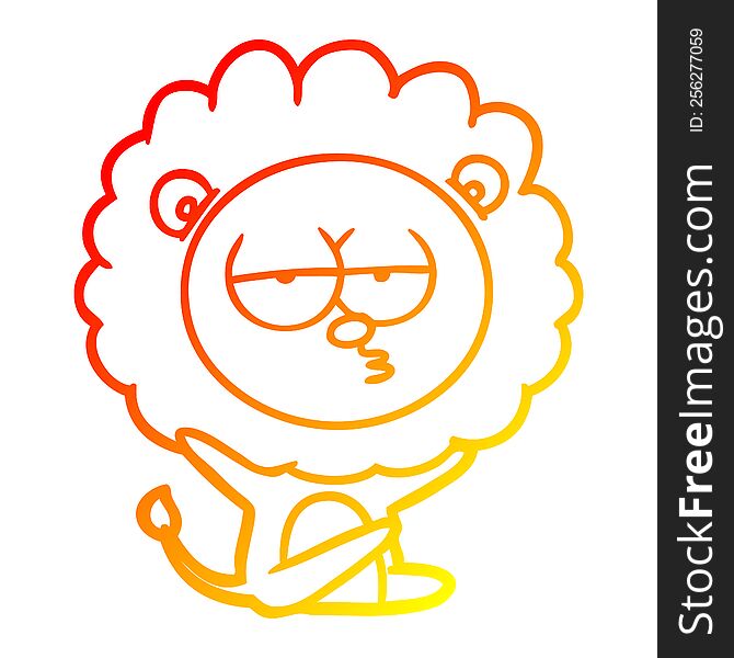 Warm Gradient Line Drawing Cartoon Bored Lion