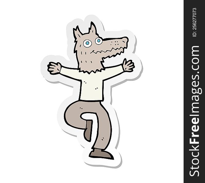 Sticker Of A Cartoon Wolf Man