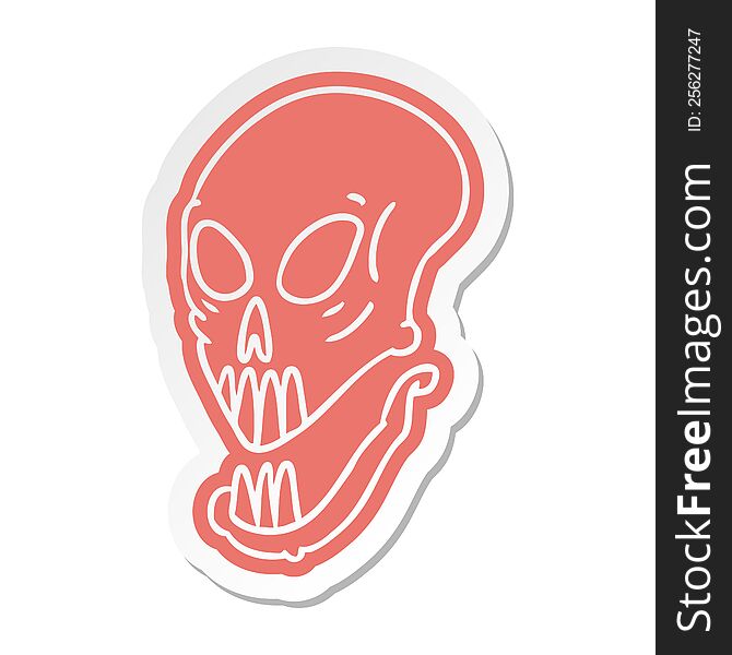 Cartoon Sticker Of A Skull Head