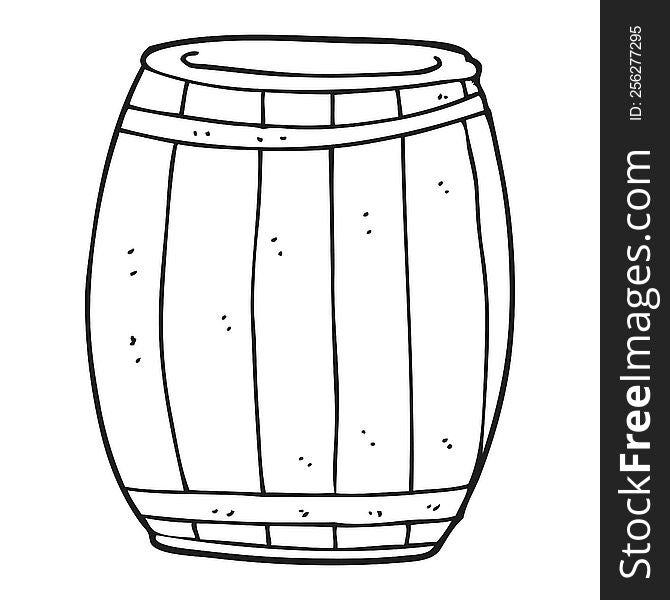 freehand drawn black and white cartoon barrel