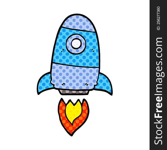 cartoon doodle space rocket