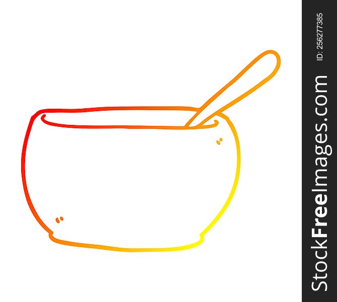 warm gradient line drawing of a cartoon soup bowl