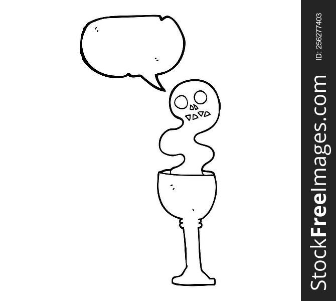 freehand drawn speech bubble cartoon spooky halloween goblet