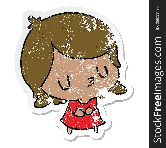 Distressed Sticker Cartoon Of A Cute Kawaii Girl