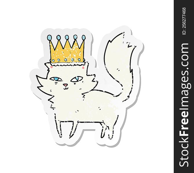 retro distressed sticker of a cartoon posh cat