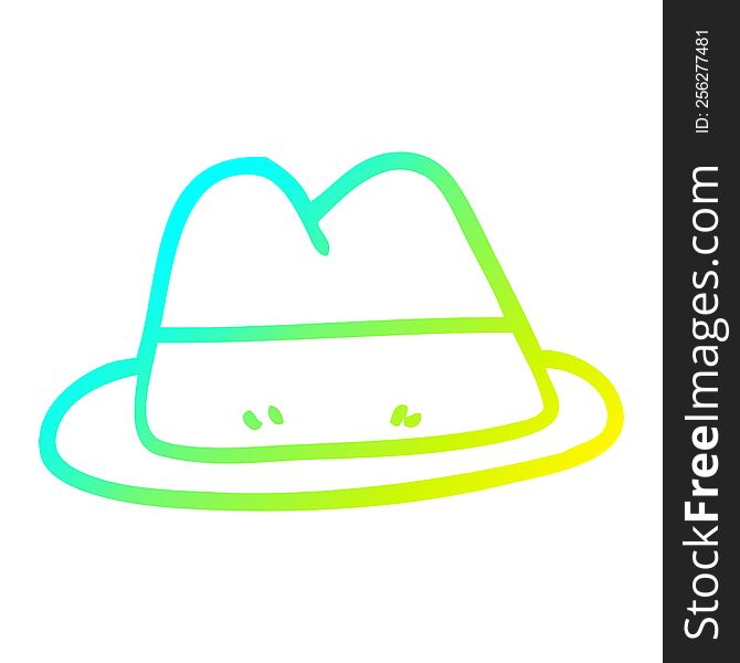 cold gradient line drawing of a cartoon old style hat