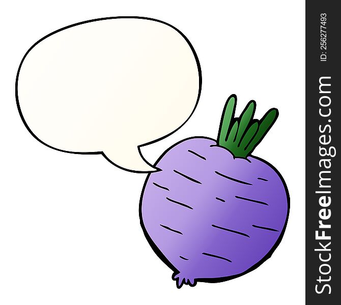 Cartoon Vegetable And Speech Bubble In Smooth Gradient Style
