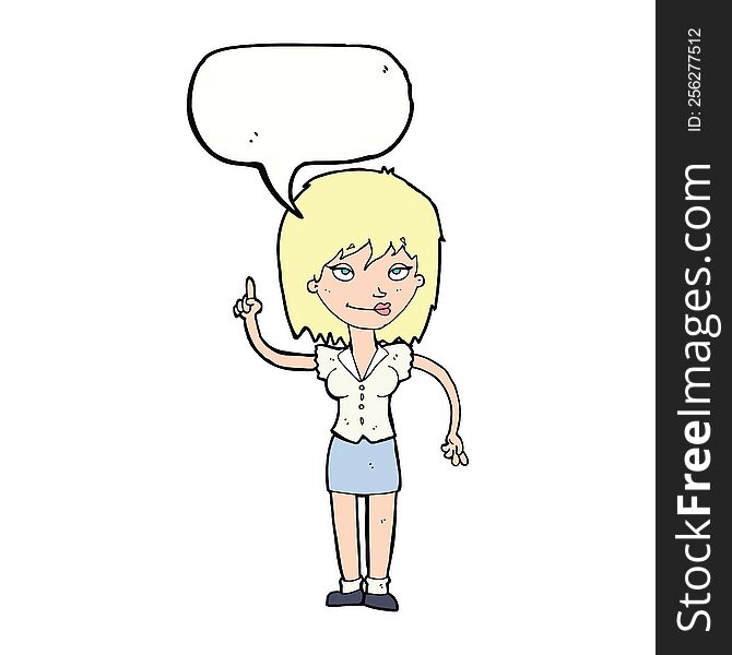 Cartoon Woman With Idea With Speech Bubble