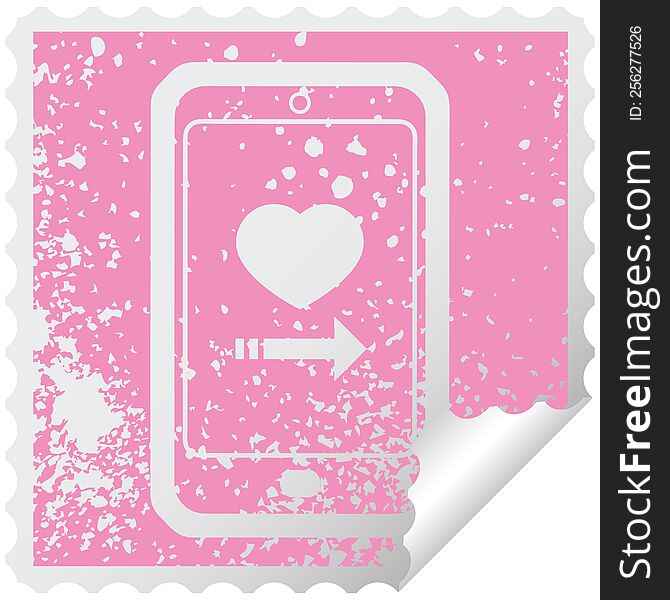 Dating App On Cell Phone Graphic Distressed Sticker