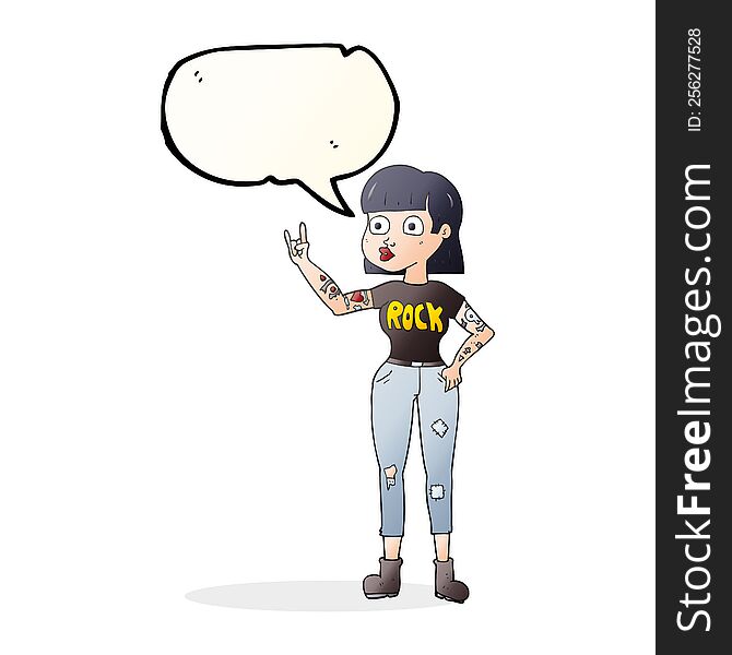 freehand drawn speech bubble cartoon rock girl