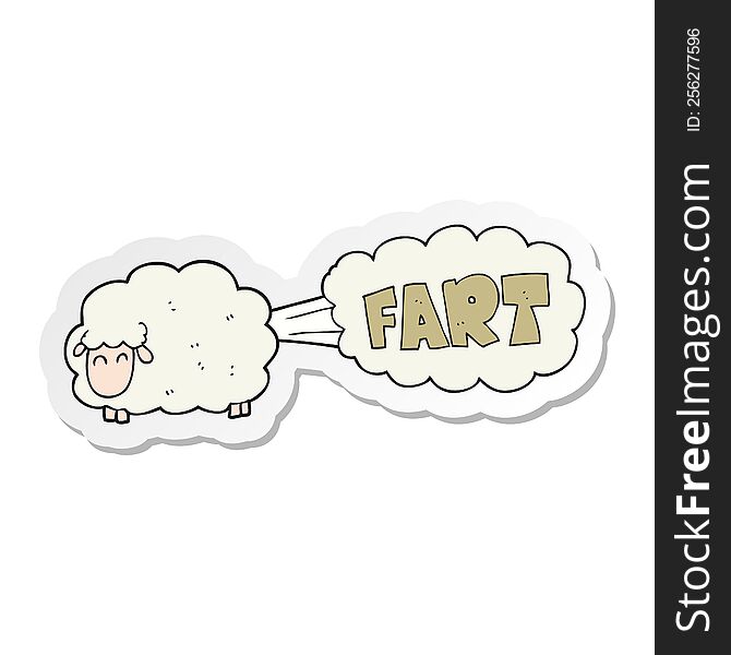 sticker of a cartoon farting sheep