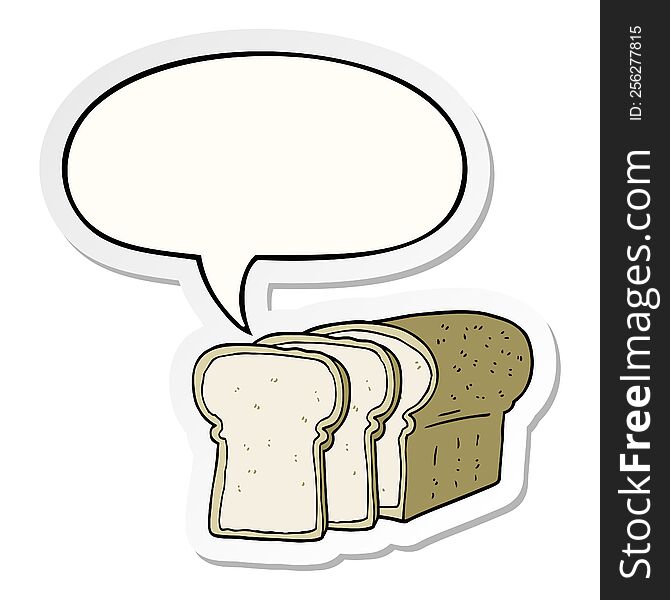 Cartoon Sliced Bread And Speech Bubble Sticker