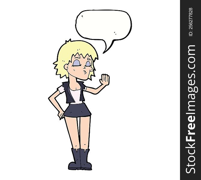 Cartoon Cool Girl With Speech Bubble