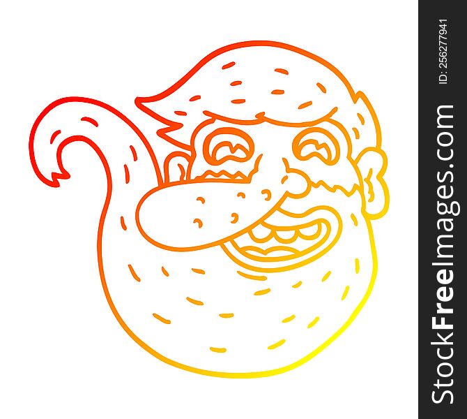 Warm Gradient Line Drawing Cartoon Man With Ginger Beard