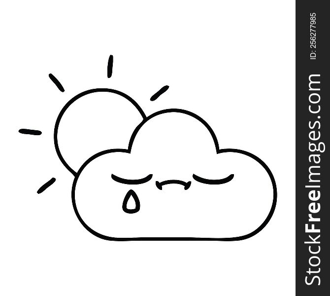 Line Drawing Cartoon Sunshine And Cloud