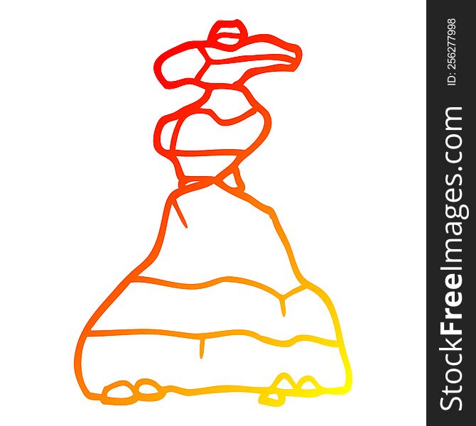 warm gradient line drawing cartoon of stacked stones