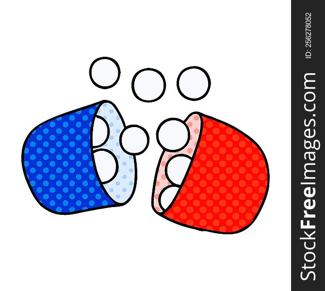 cartoon illustration of opened medicine tablet. cartoon illustration of opened medicine tablet