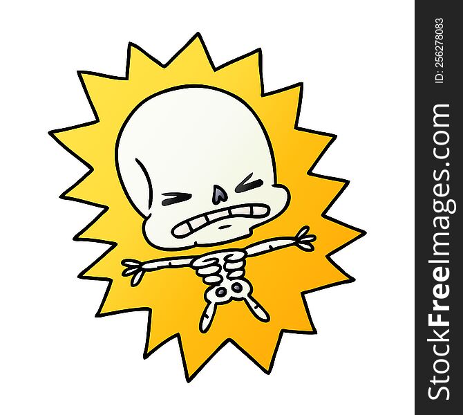Gradient Cartoon Of A Scary Skeleton