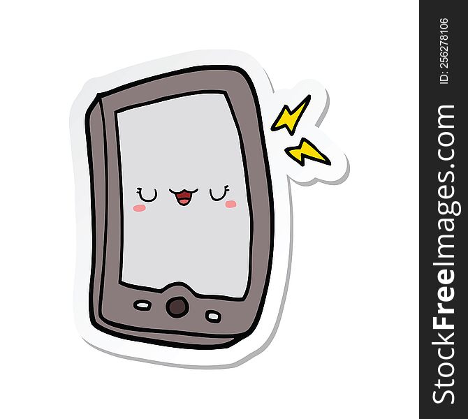 sticker of a cute cartoon mobile phone