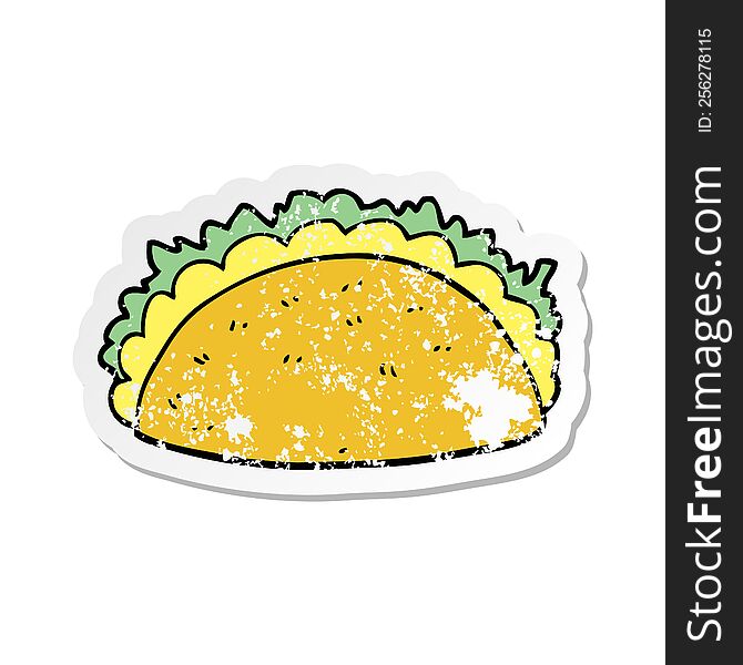 Distressed Sticker Of A Cartoon Taco