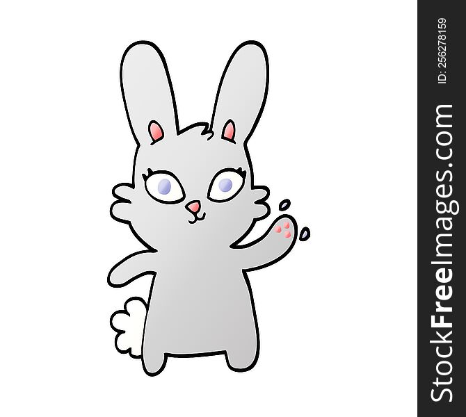 cute vector gradient illustration cartoon rabbit waving