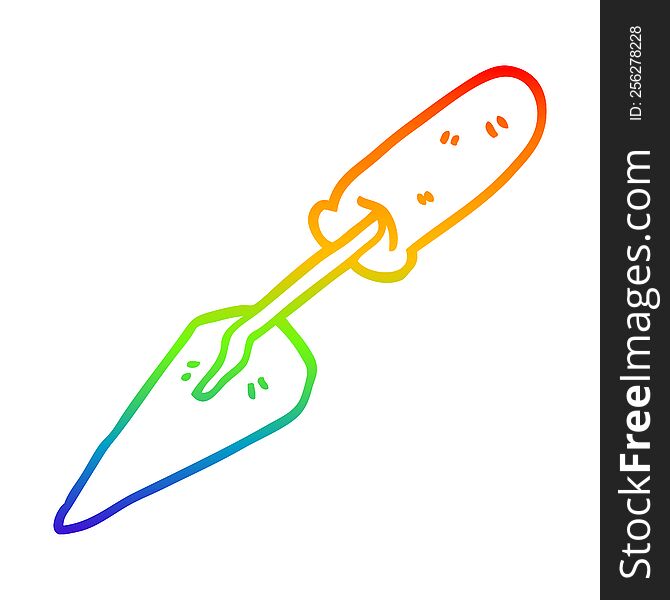 Rainbow Gradient Line Drawing Cartoon Trowel