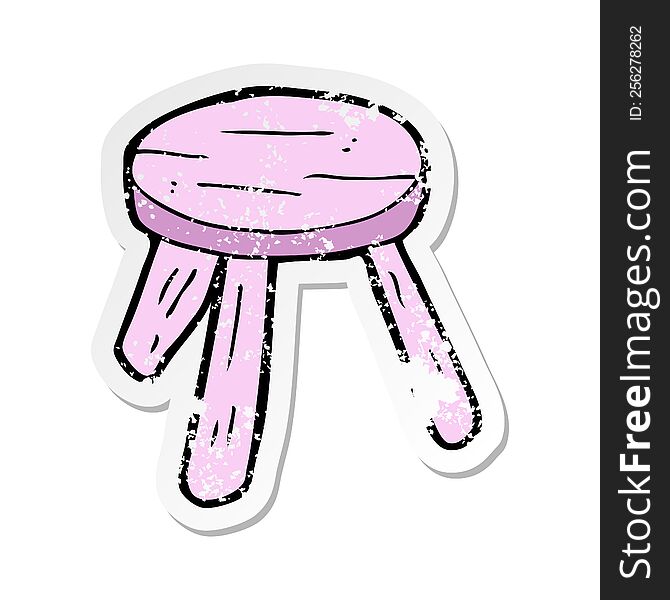 Retro Distressed Sticker Of A Cartoon Pink Stool