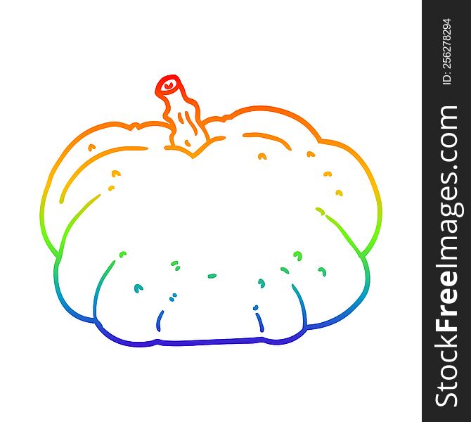 Rainbow Gradient Line Drawing Cartoon Pumpkin