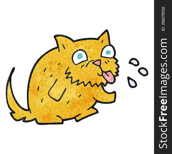 freehand textured cartoon cat blowing raspberry