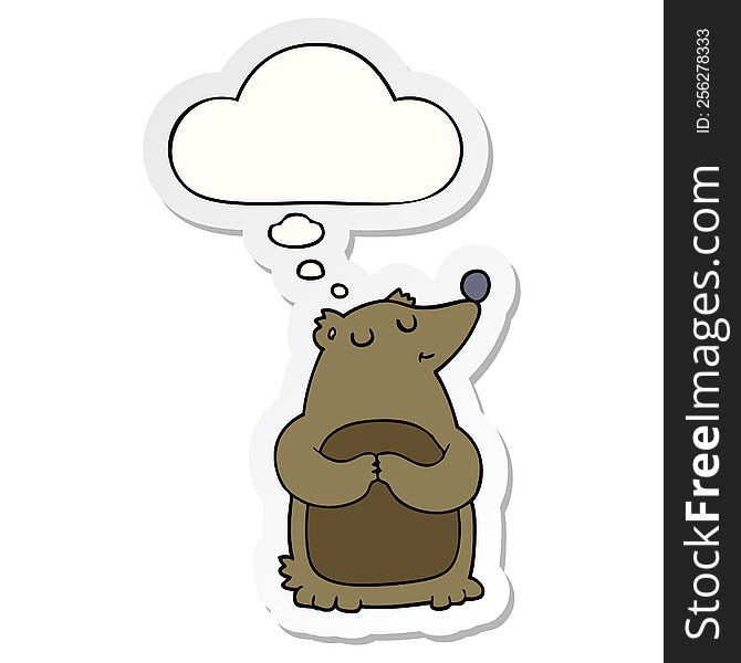 Cartoon Bear And Thought Bubble As A Printed Sticker