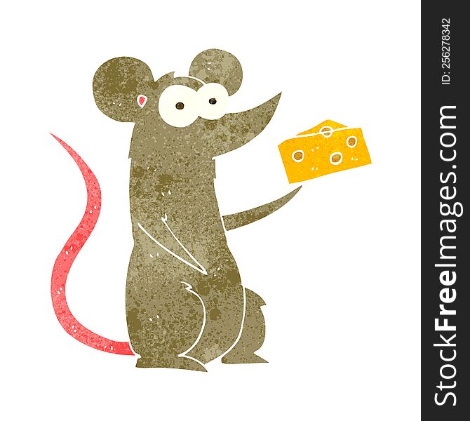 Retro Cartoon Mouse With Cheese