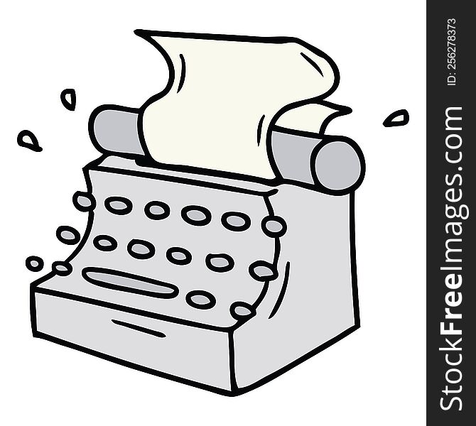 Cartoon Doodle Of Old School Typewriter