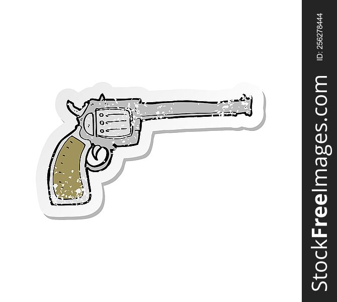 retro distressed sticker of a cartoon gun