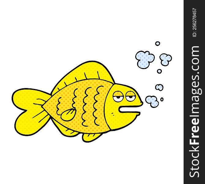 freehand drawn comic book style cartoon funny fish
