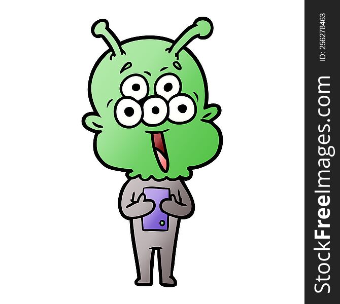 happy cartoon alien. happy cartoon alien