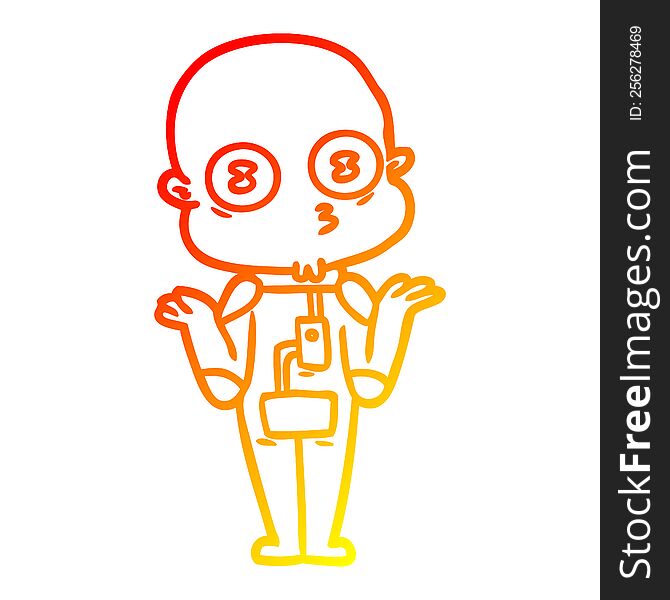 Warm Gradient Line Drawing Confused Weird Bald Spaceman