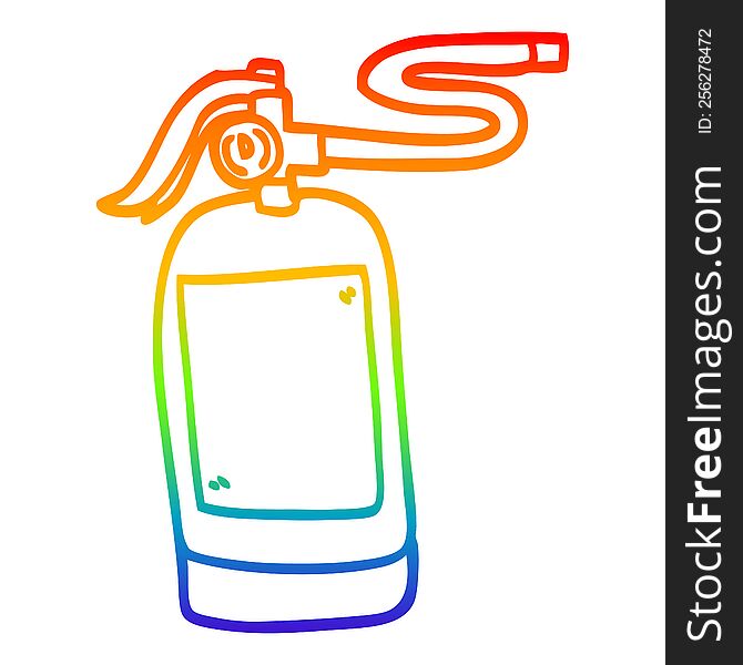 Rainbow Gradient Line Drawing Cartoon Fire Extinguisher