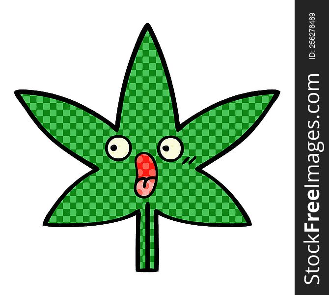 Comic Book Style Cartoon Marijuana Leaf