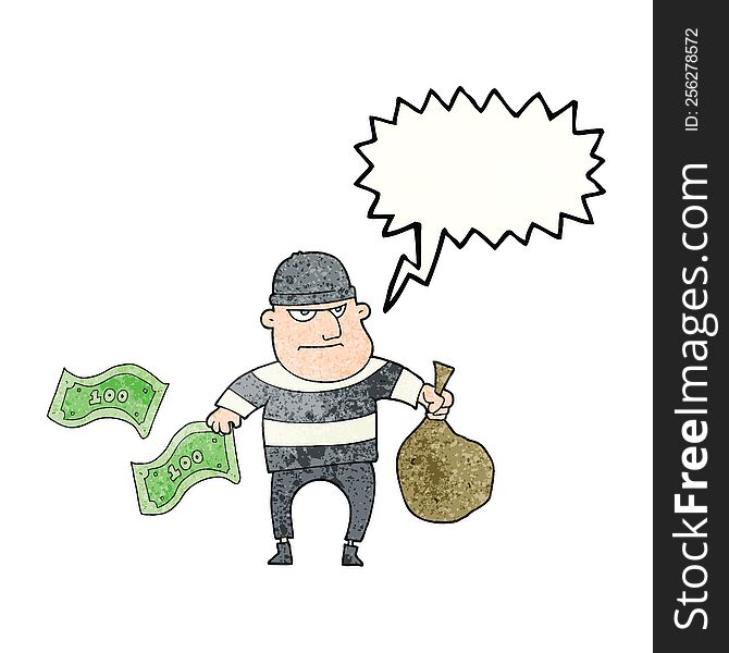 Speech Bubble Textured Cartoon Bank Robber