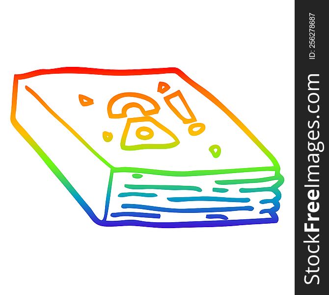 rainbow gradient line drawing of a cartoon local phone book