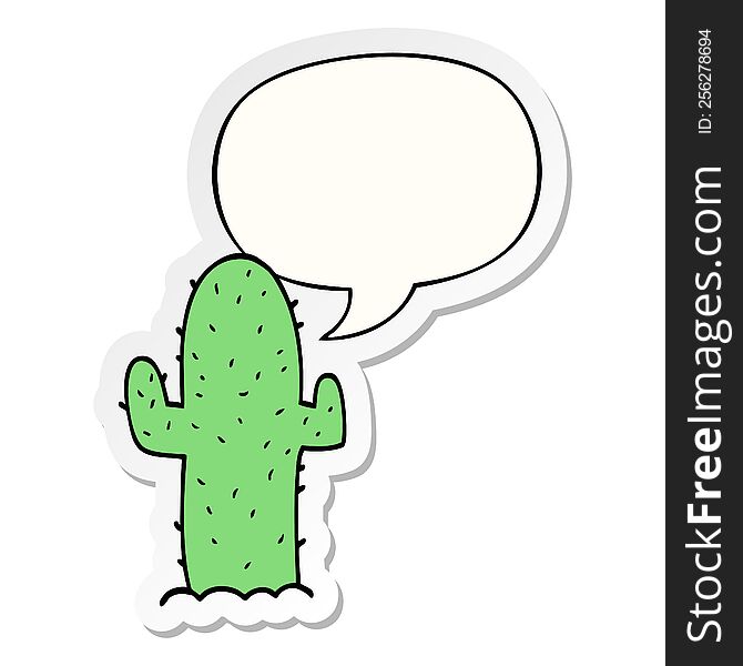 Cartoon Cactus And Speech Bubble Sticker